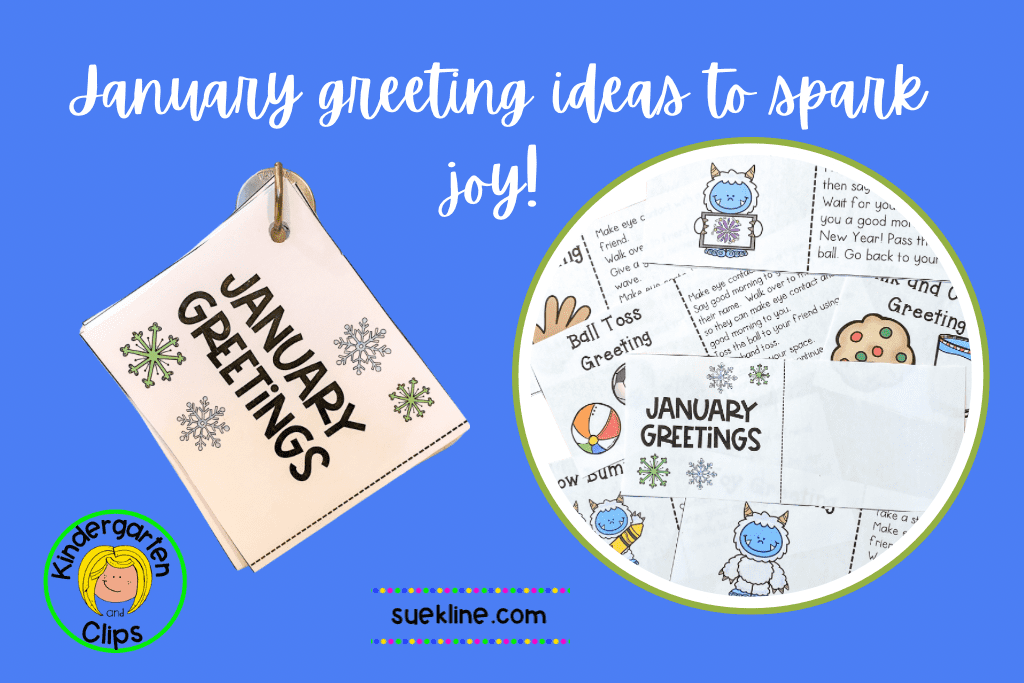 January kindergarten greetings for morning meeting. Yeti themed digital and printable greeting ideas