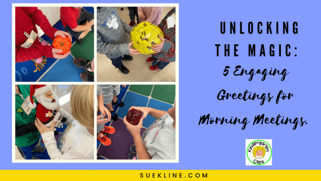 Kindergarten students passing items doing greetings for morning meetings