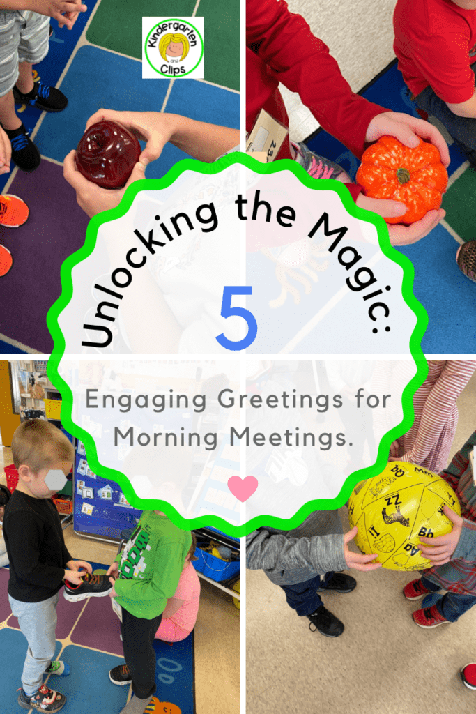 This picture shows kindergarten students doing greetings for morning meetings